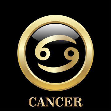 Cancer zodiac sign in circle frame
