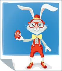 Obraz premium Hipster Easter Bunny Cartoon
