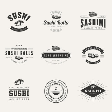 Japanese Cuisine Retro Hipster Logo design typography