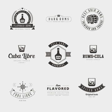 Rum Retro Vintage Labels Hipster Logo design vector