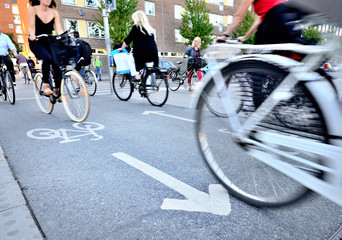 Bicyclists in bike lane