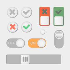 Vector Toggle switch icons. On and Off, Check Mark. skrollbar