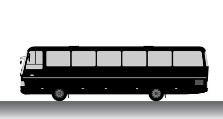 Bus silhouette on a white background.