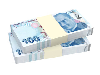 Turkish lira isolated on white background. 