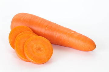 Fresh and sweet carrot isolated on white background