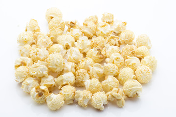 Popcorn isolated on the white background.