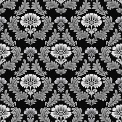 seamless damask pattern on black background