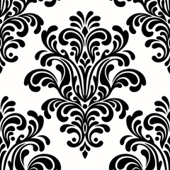 seamless damask pattern on white background