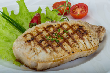 Grilled pork steak