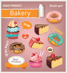 Vector baking illustration color set