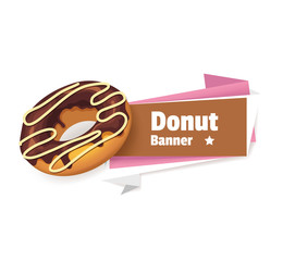 Vector chocolate donut banner illustration