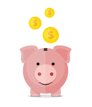 Vector Piggy Bank Flat Icon