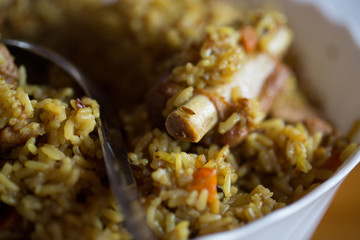 Pilaf, cooked outdoors