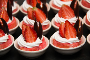 strawberry dessert in mini plate.