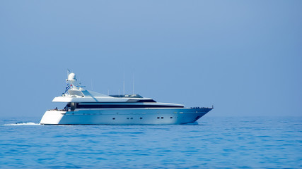Fototapeta na wymiar An yacht at Egremni Beach, Lefkada Island, Ionion Sea, Greece