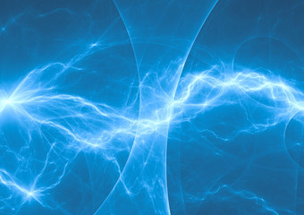 Blue and cyan electric lighting, abstract electrical background