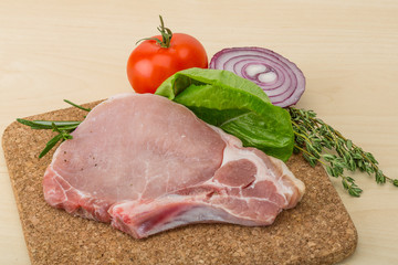 Raw pork steak