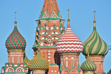 Domes of St. Basil's Cathedral on Red square in Moscow.