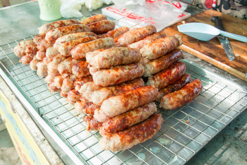 Thai sausage containing pork and rice.