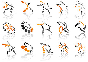 Orange and black 3d symbols