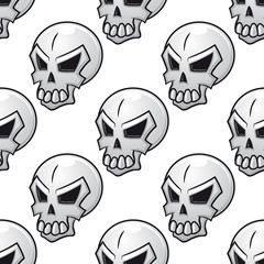 Seamless pattern with scary evil skull