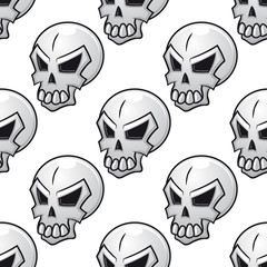 Seamless pattern with scary evil skull