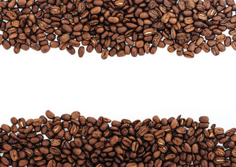 coffee beans isolated on white background. roasted coffee beans