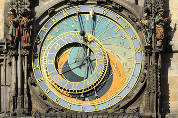 Detail of  historical medieval astronomical Clock in Prague