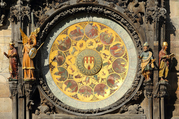 Fototapeta na wymiar Detail of historical medieval astronomical Clock in Prague
