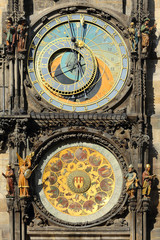 Detail of  historical medieval astronomical Clock in Prague