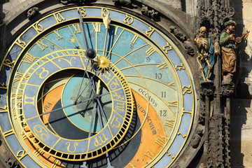 Detail of  historical medieval astronomical Clock in Prague