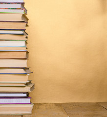 stack book on wooden table