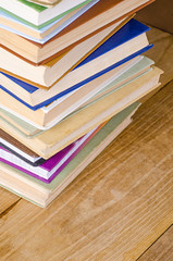 stack book on wooden table