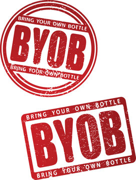BYOB (bring your own bottle) rubber stamp