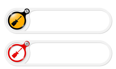 vector buttons with screw and screwdriver