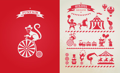 vintage poster with carnival, fun fair, circus vector background © Marina Zlochin