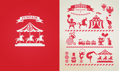 vintage poster with carnival, fun fair, circus vector background © Marina Zlochin