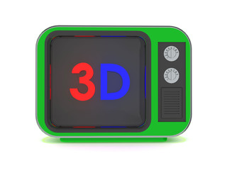 Old retro tv 3d