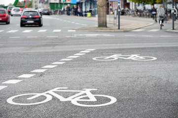 Obraz premium Bike lane and traffic