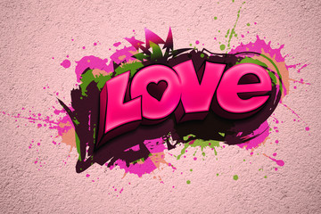 Murales rosa scritta LOVE