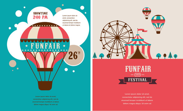 vintage poster with carnival, fun fair, circus vector background