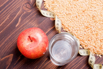 raw lentils on board diet food