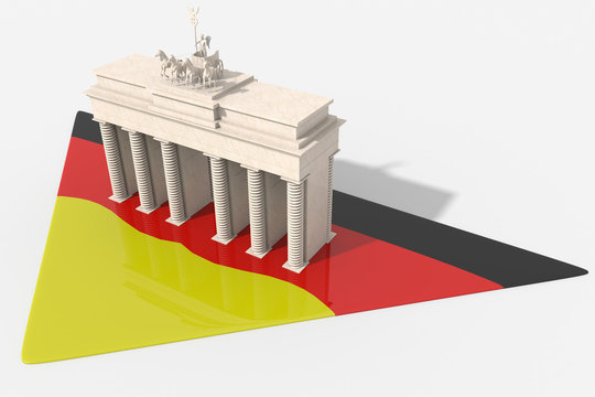 Porta di Brandeburgo 3D con bandiera Germania