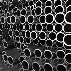Stack of steel pipes.