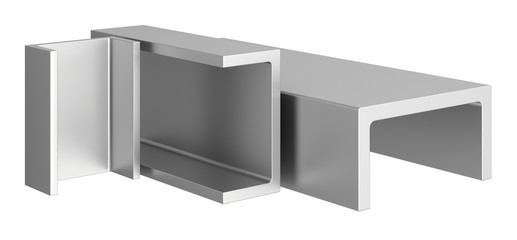 stainless steel profiles on a white background.