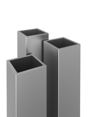 stainless steel profiles on a white background