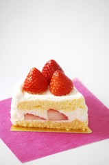 Section of the cake of the strawberry