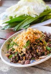 spicy minced pork or spicy minced pork salad Thai dishes