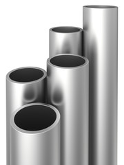 Steel Pipes on a white background.