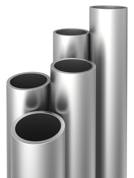 Steel Pipes on a white background.